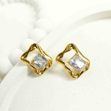 Molten Gold Crystal Frame Earrings