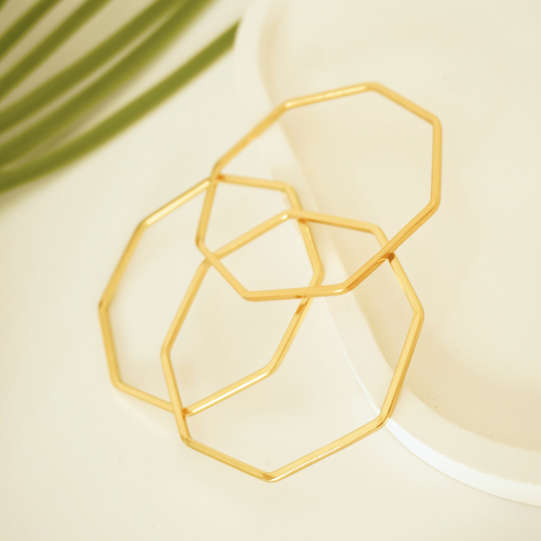 Ashara Geometric Glow – Set of 3 Hexagon Bangles