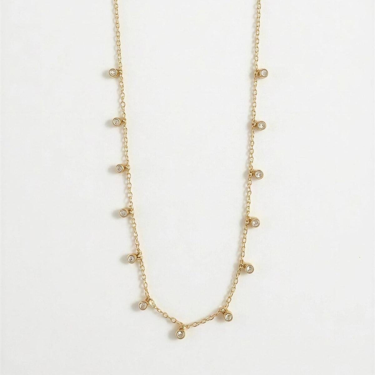 Celeste Stardust Drop Necklace – 18K gold-plated stainless steel station necklace, view 2