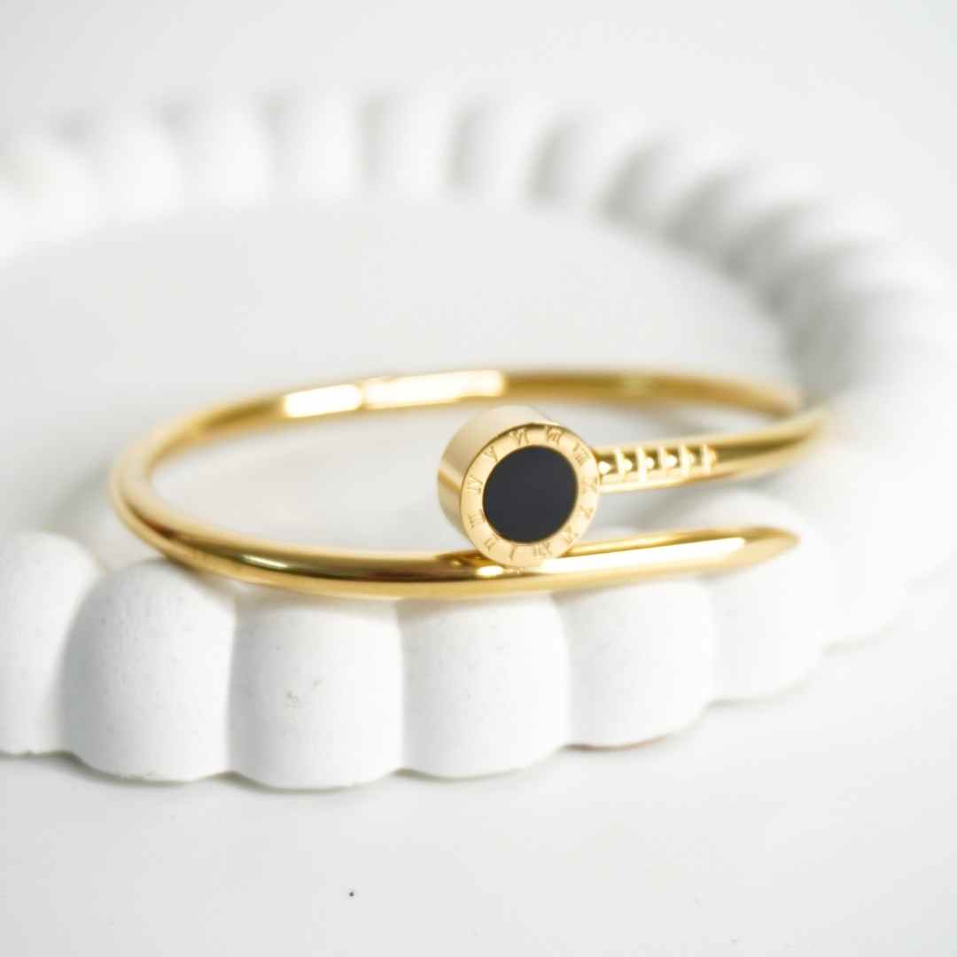 Noir Enamel Open Cuff Bracelet