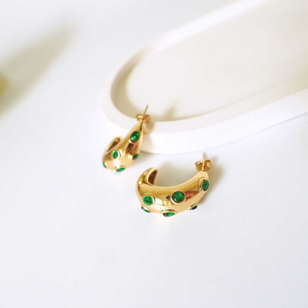 Ashara Emerald Glaze Hoops