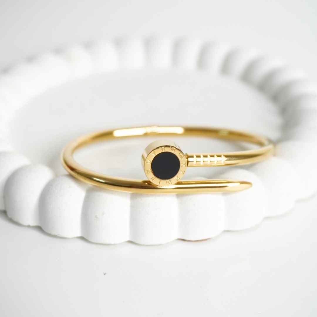 Noir Enamel Open Cuff Bracelet
