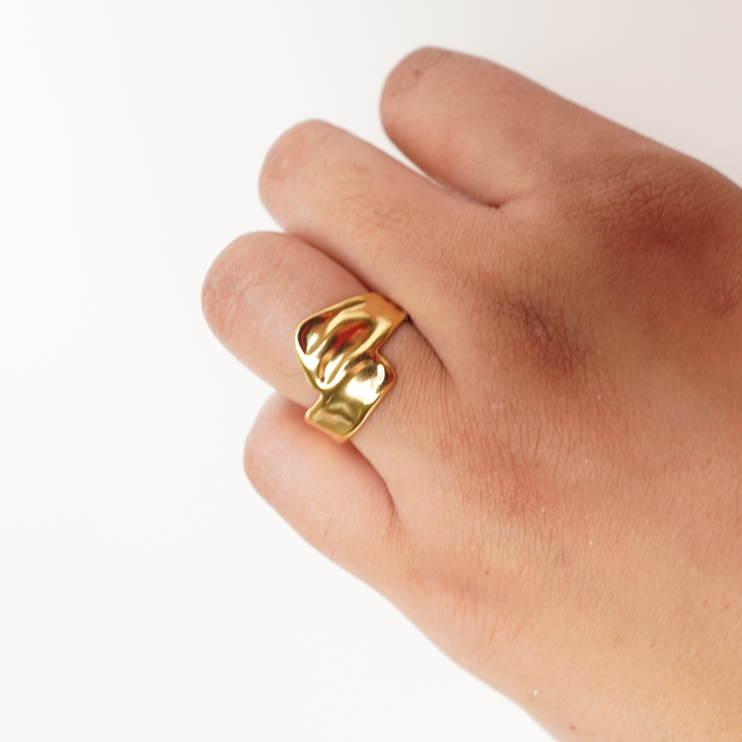 Ashara Molten Wave Band Ring|Adjustable