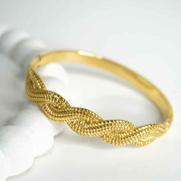 Eternal Twist Braided Gold Bangle
