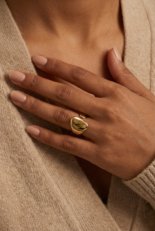 Molten Dome Ring – 18K gold-plated stainless steel adjustable ring