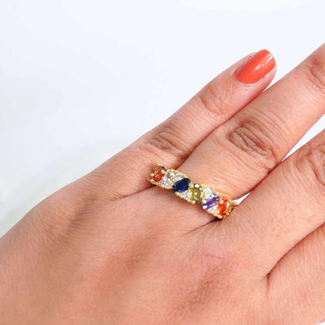 Celeste Rainbow Adjustable Gold-Plated Ring