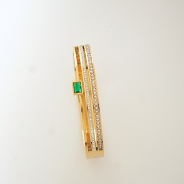 Emerald Stripe Bangle | Gold-Plated Modern Stone Bangle – Ashara Jewels
