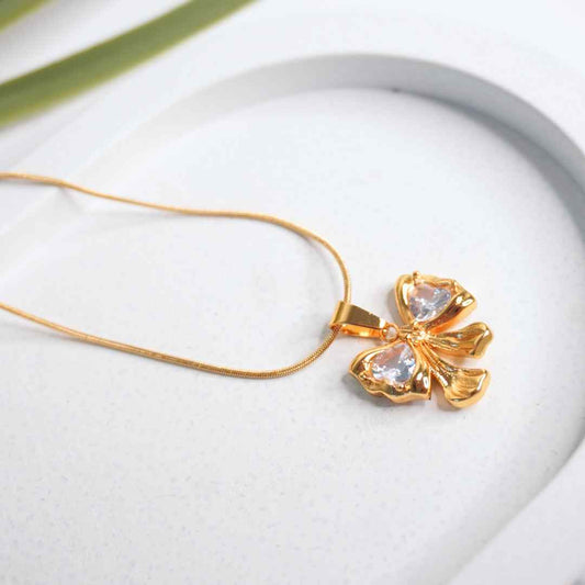 Crystal Bloom 18K Gold-Plated Butterfly Pendant Necklace