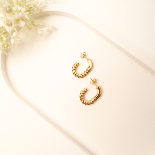 Twist Bloom Hoops – 18K gold-plated stainless steel hoop earrings