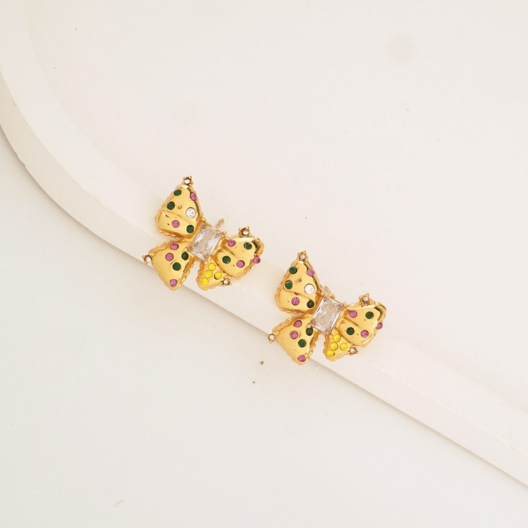 Papillon Pop Butterfly Stud Earrings – Colorful & Gold Plated | Ashara Jewels