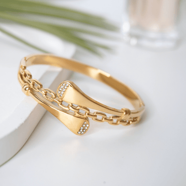 Nova Chain-Link Crystal Bangle Bracelet
