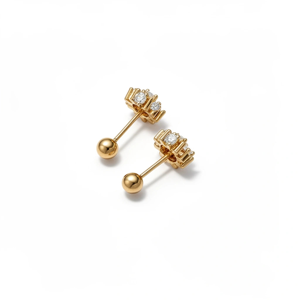 Butterfly Drop Ball Back Stud Earrings