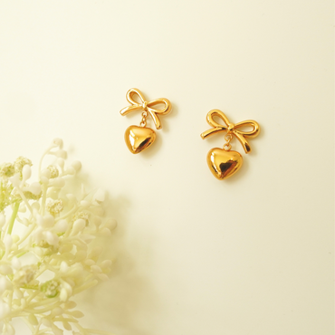 Ashara Heart Drop Earrings with Bow