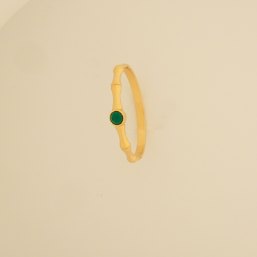 Emerald stone gold cuff bracelet in bamboo texture – 18K gold plated, waterproof and anti-tarnish from Ashara Jewels