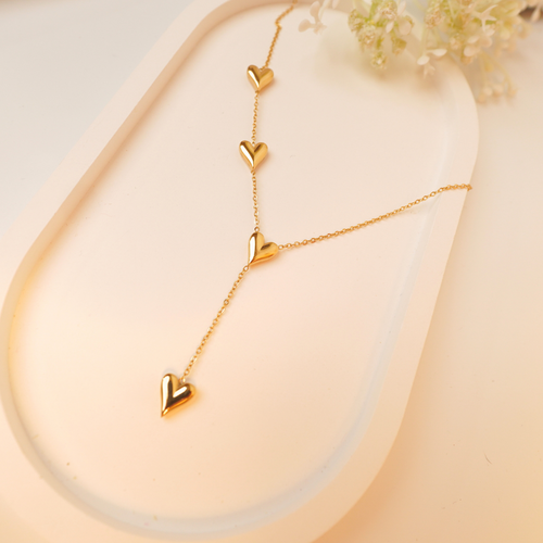 Ashara Heartline Lariat Necklace – 18K gold-plated stainless steel lariat necklace