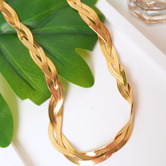 Ashara Golden Vines Braided Statement Necklace