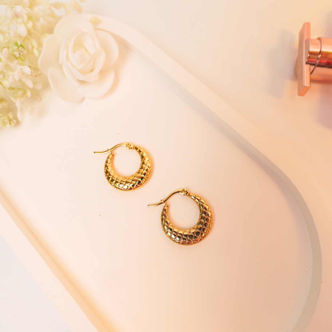 Woven Gleam Hoops – 18k Gold Plated Textured Everyday Hoops