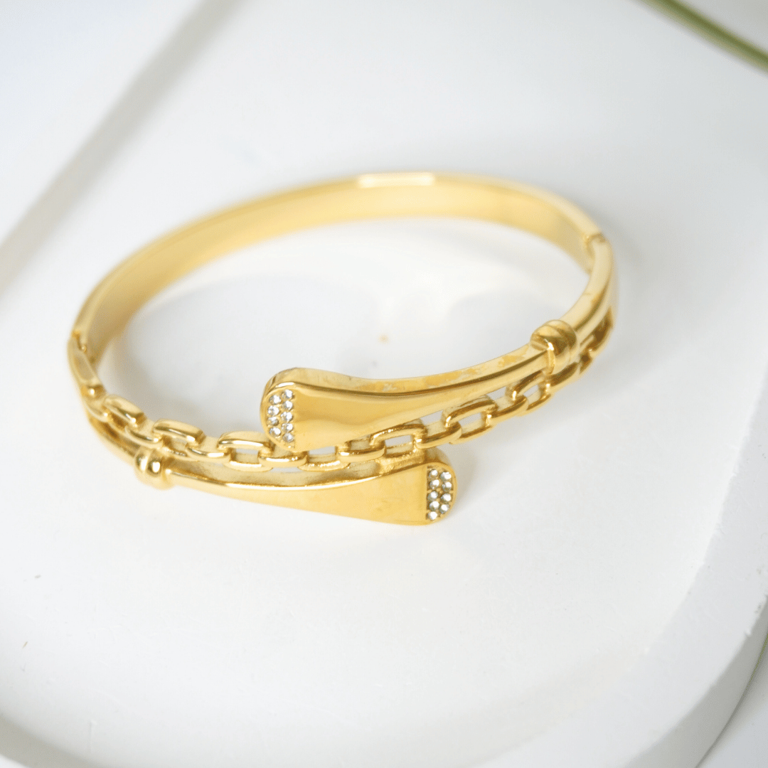 Nova Chain-Link Crystal Bangle Bracelet