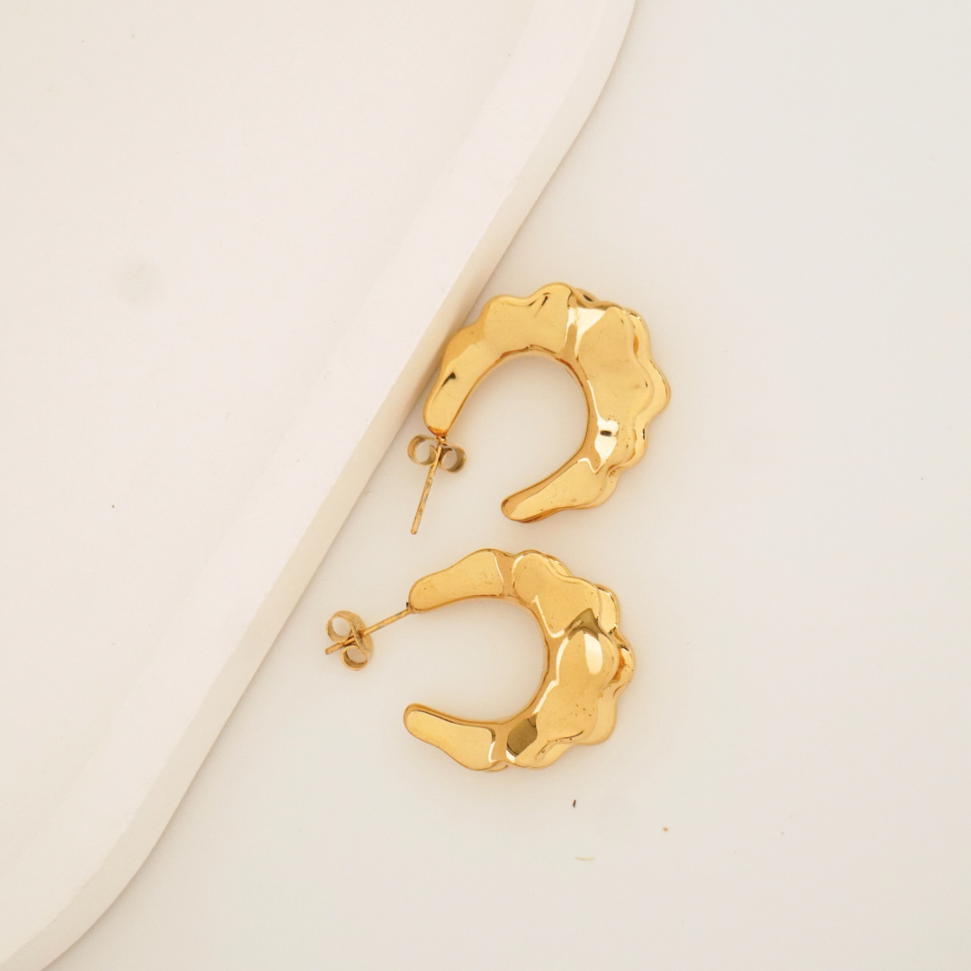 Molten Luxe Sculptural Hoop Earrings – 18K Gold Plated | Ashara Jewels