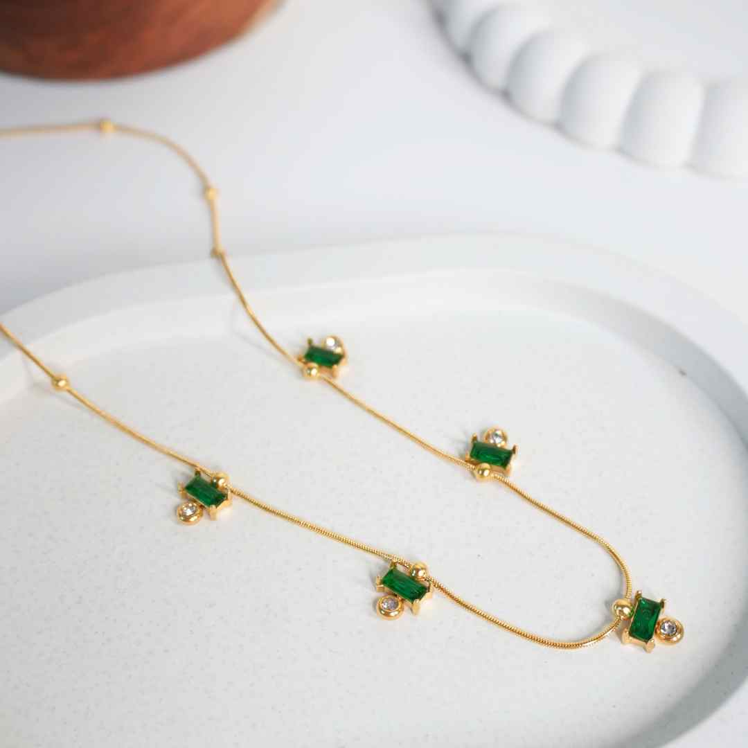 Emerald Luxe 18K Gold-Plated Station Necklace