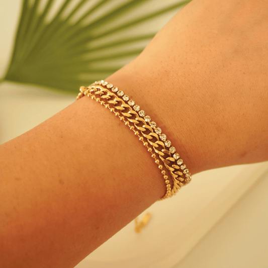 Ashara Golden Glow Triple Layer Bracelet