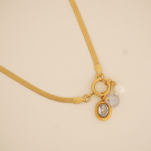 CrystalLink Charm Choker – 18K gold-plated stainless steel choker necklace