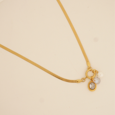 CrystalLink Charm Choker – Stainless Steel Gold-Plated Layering Necklace | Ashara Jewels