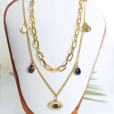 Celeste Evil Eye Layered Necklace