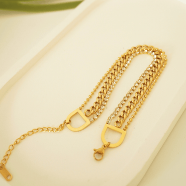 Ashara Golden Glow Triple Layer Bracelet