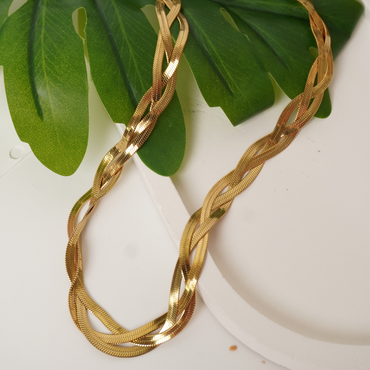 Ashara Golden Vines Braided Statement Necklace