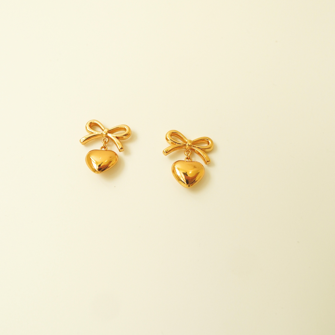 Ashara Heart Drop Earrings with Bow