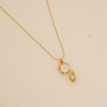 PearlWhirl Pendant Necklace – 18K Gold-Plated Stainless Steel Pearl Jewelry | Ashara Jewels