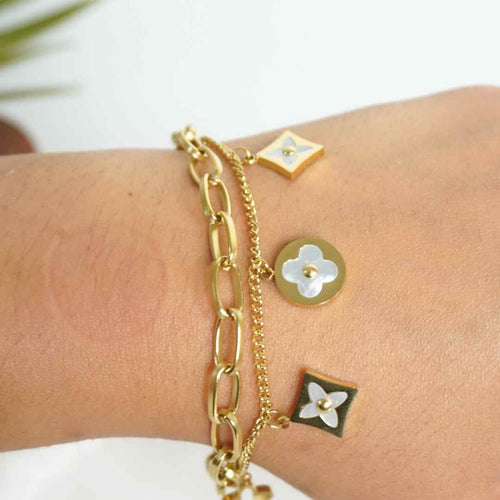 Golden Bloom Charm Bracelet – 18K gold-plated stainless steel charm bracelet