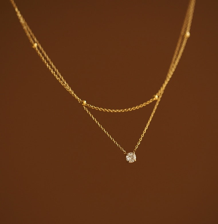 Elara Dainty Solitaire Necklace
