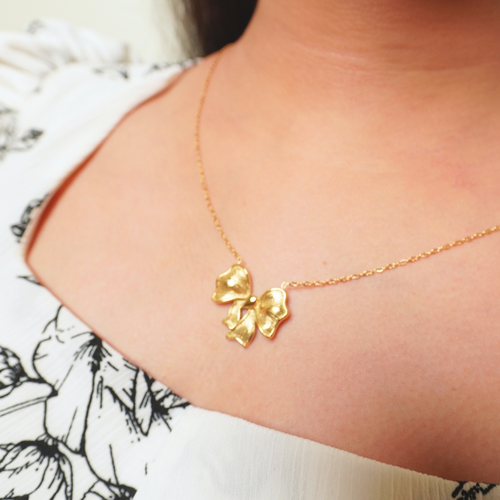 Ashara Flutter Bloom Necklace – 18K gold-plated stainless steel butterfly pendant necklace