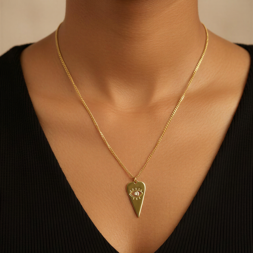 Mystic Heart Amulet Necklace – 18K gold-plated brass pendant necklace