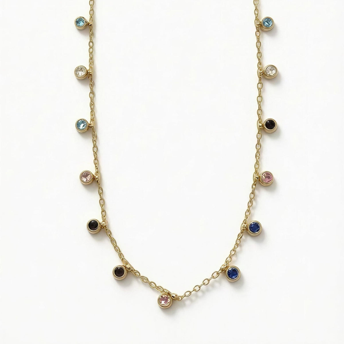 Navya Rainbow Charm Necklace – 18K gold-plated stainless steel charm necklace, view 2