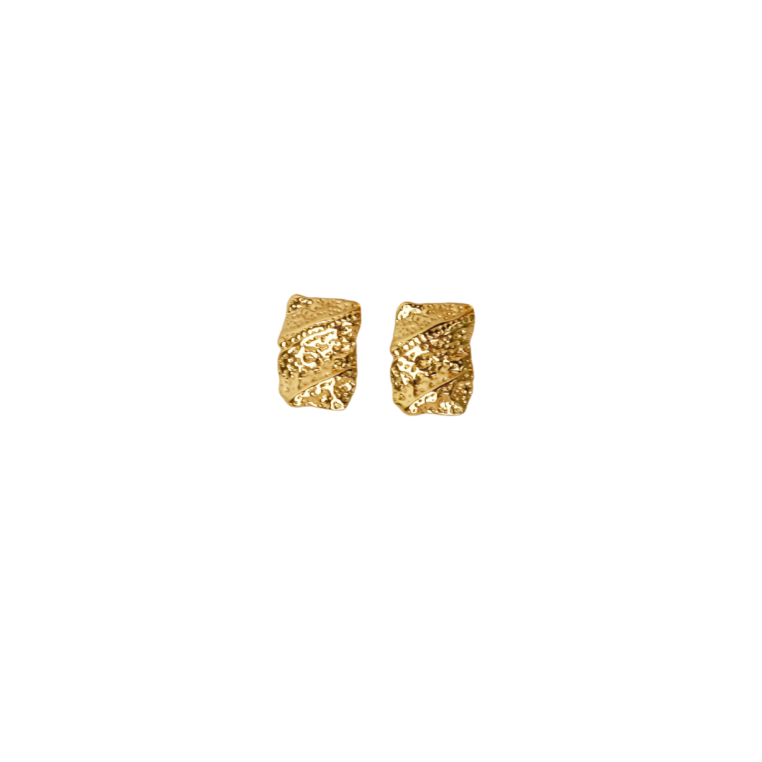Ashara Auric Bloom Studs – 18K Gold-Plated Textured Statement Stud Earrings