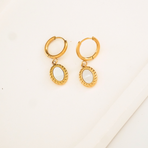 Elegant Oval Rope Hoop Earrings – 18K gold-plated stainless steel hoop earrings