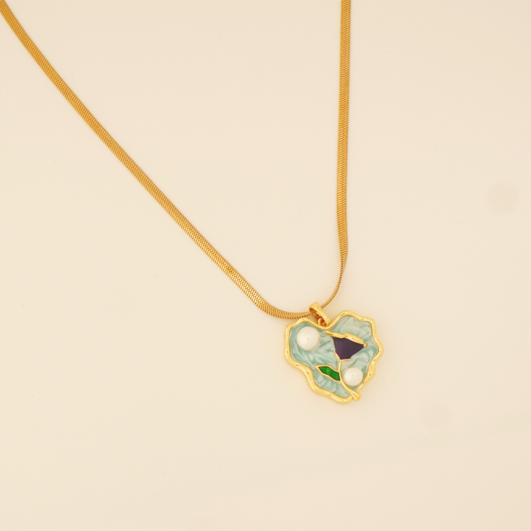Ashara Mint Bloom Pendant – 18K Gold-Plated