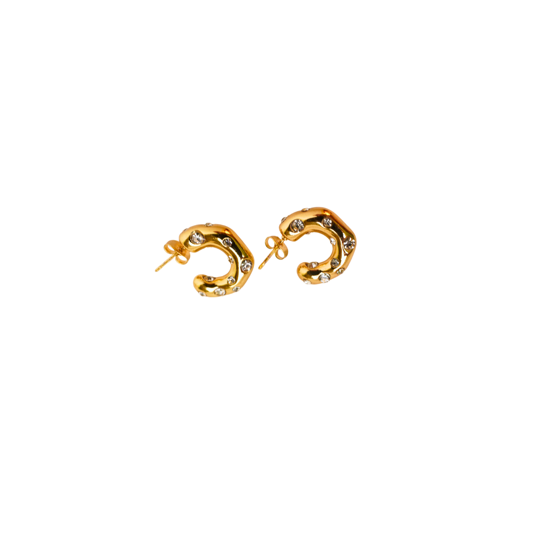 Stardust Chunkies β 18K Gold-Plated Mini Hoops with Crystal Accents