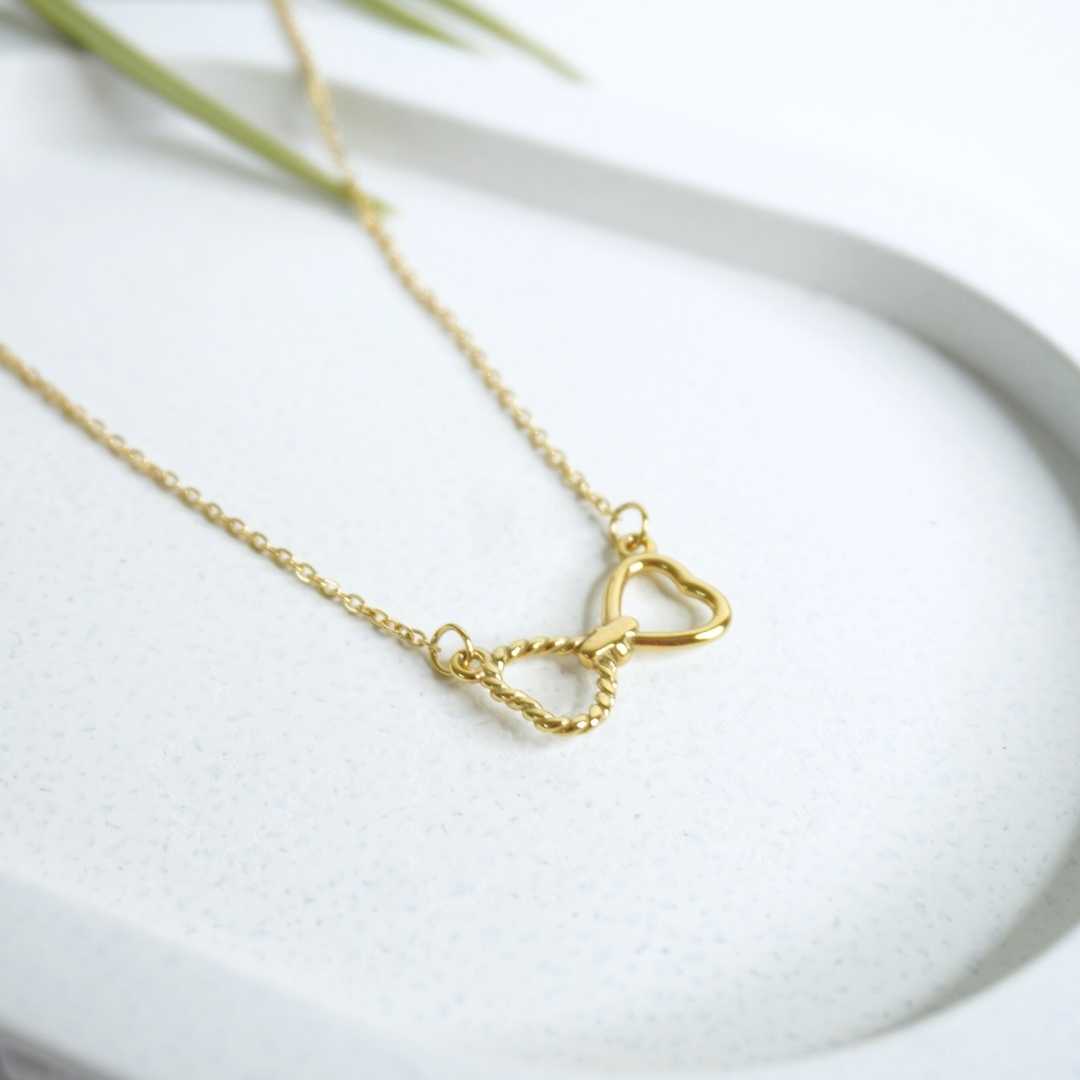 Twin Hearts Gold Necklace