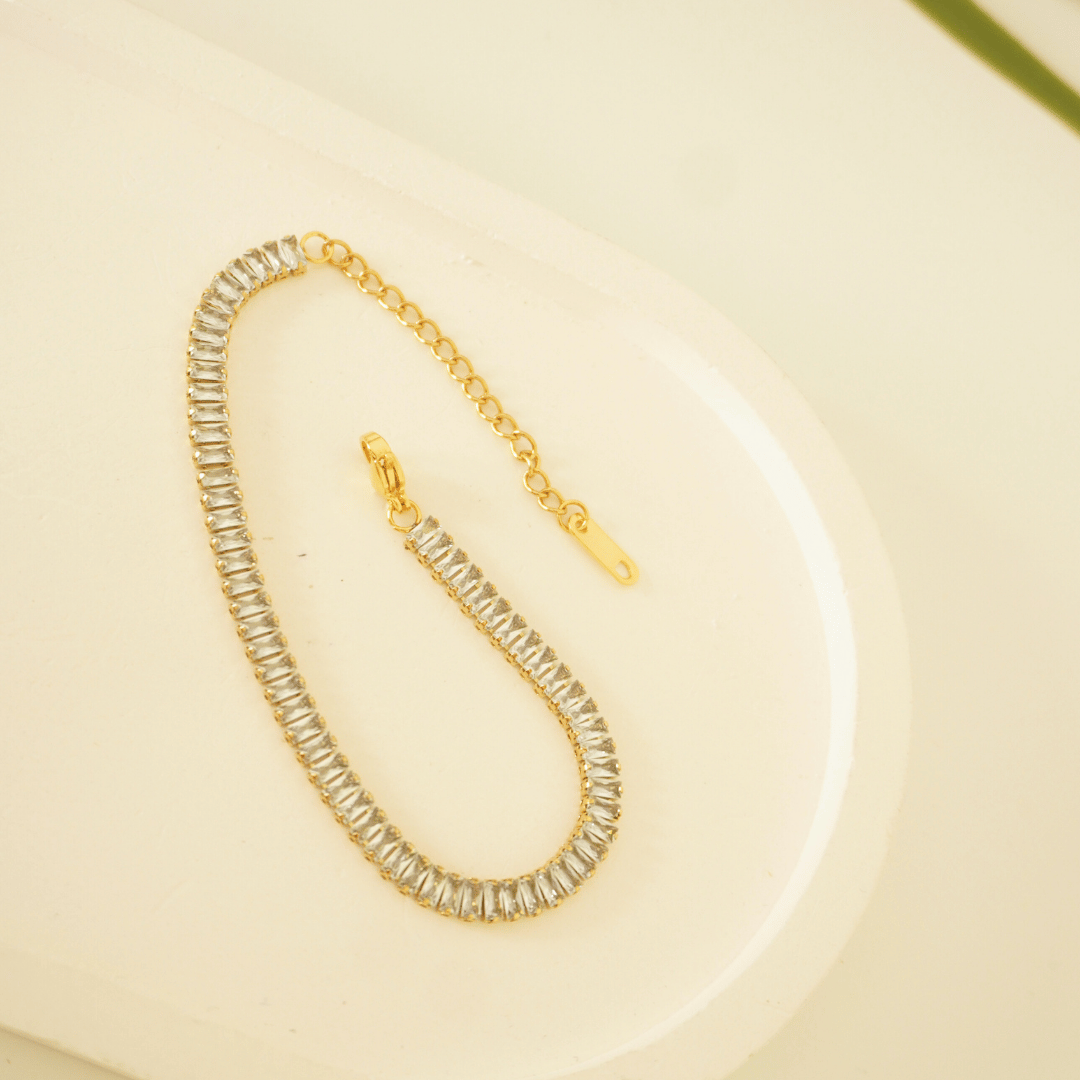 Ashara Golden Baguette Tennis Bracelet