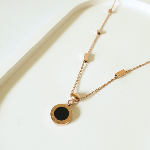 Ashara Duo Luxe Pendant – 18K rose gold-plated stainless steel pendant necklace