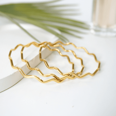 Twist Wave Bangles – 18K Gold Plated (Set of 3)