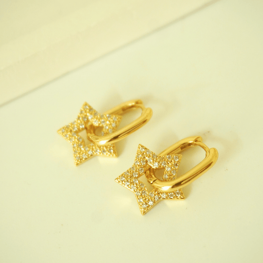 Nova Pave Star Hoop Earrings