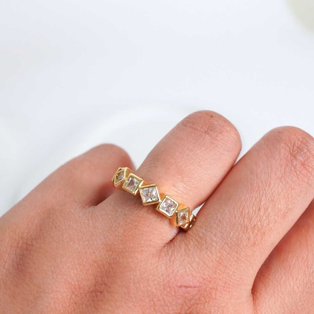 Crystal Prism Adjustable Gold-Plated Ring