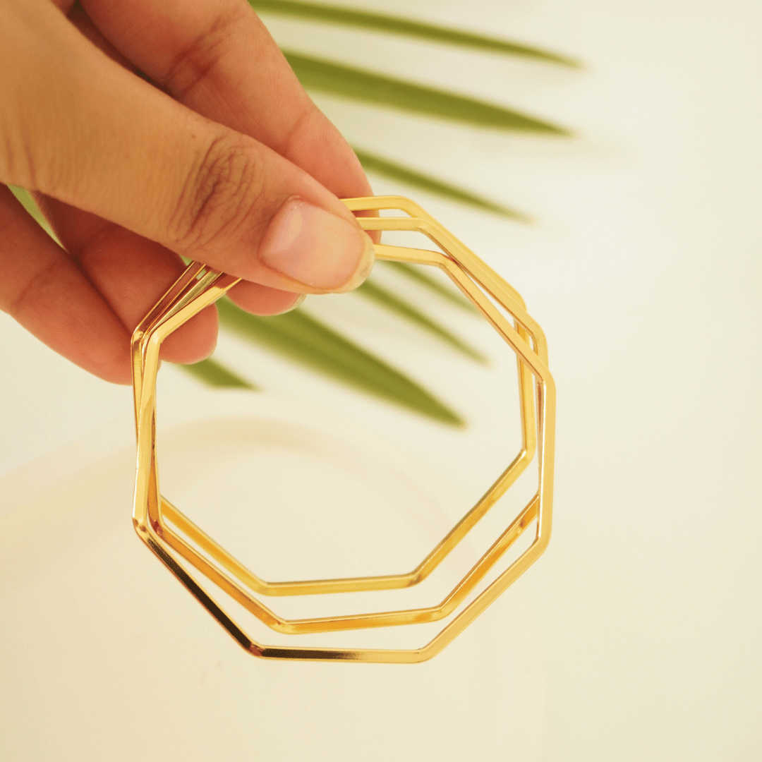 Ashara Geometric Glow – Set of 3 Hexagon Bangles