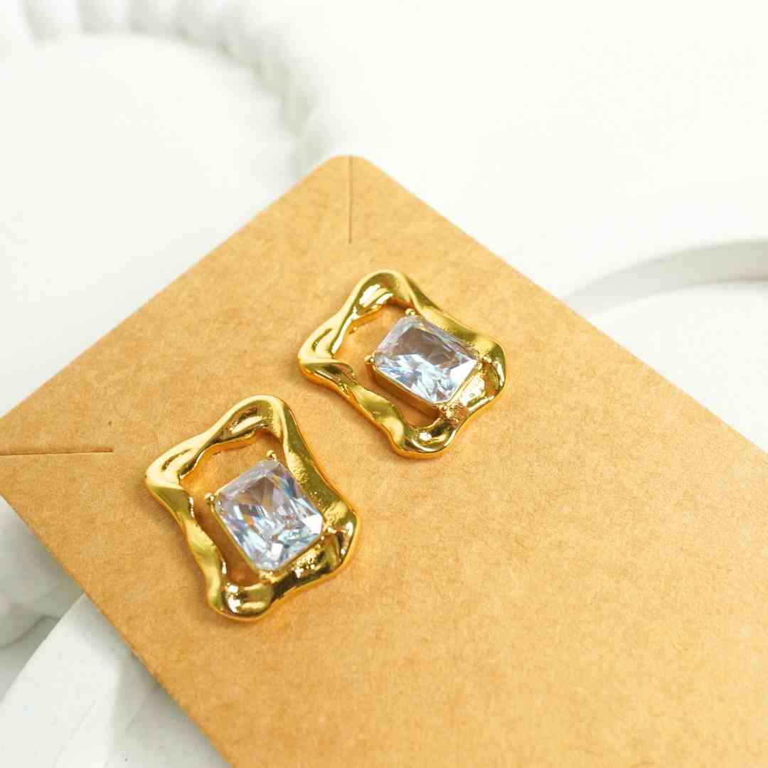 Molten Gold Crystal Frame Earrings