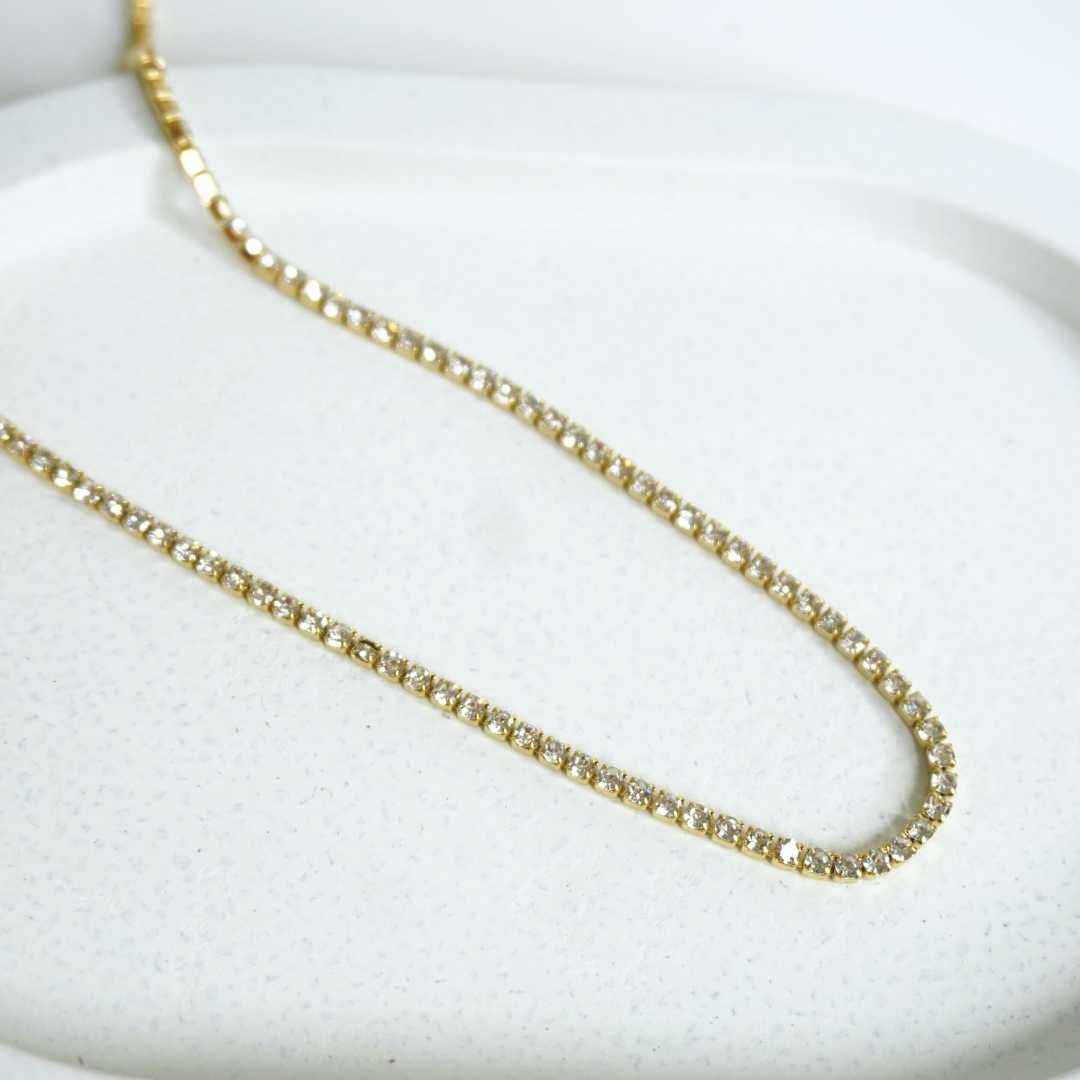 Classic Gold-Plated Tennis Necklace – Sparkling Elegance